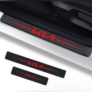 Car Carbon Fiber Style Door Sill Protectors 4pc Easy Application Car Door Guards